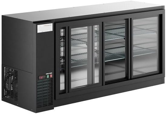 73-Inch Black Underbar Sliding Glass Door Back Bar Refrigerator with LED Lighting, Galvanized Top, 3 Doors, 21.6 Cu Ft Commercial Beverage Cooler, 72.75x24.44x34.81 Inches
