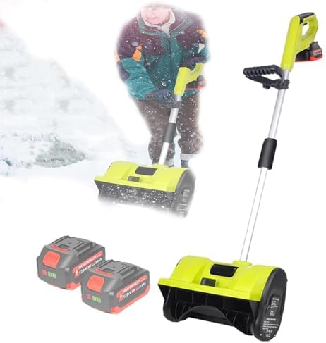 Cordless Snow Blower, Electric Snow Shovel, Long Reach Hand Push Snow Thrower, Clearing Width 32 Cm, Maximum Snow Discharge Distance 8 Meters, Suitable for Garden, Terrace, Road Snow Removal