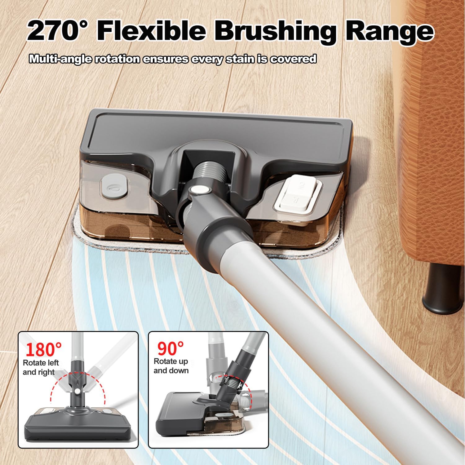 Cordless Vacuum Cleaner, Rechargeable Vacuum Cleaners for Home, Self-Standing Stick Vacuum with Mopping Function and Green LED Headlight, Ultra High-Power Brush for Plush Carpet/All Floor