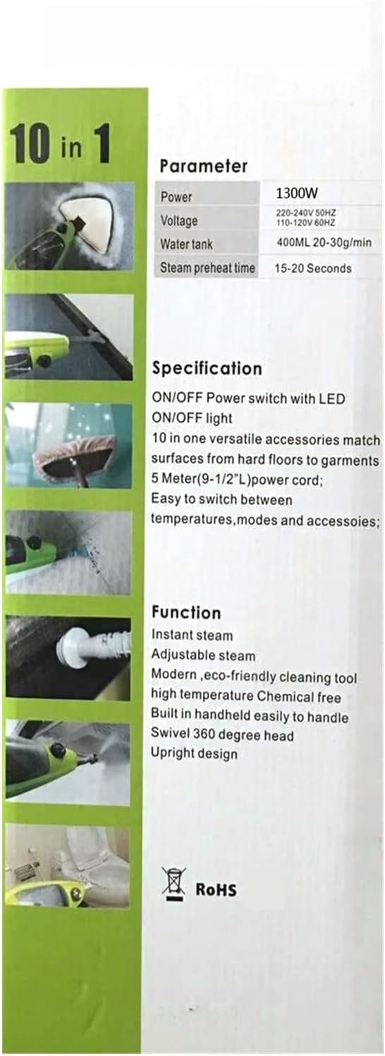 Steam Mop Steam Mop Cleaner 10-in-1 with Laminate/Hardwood/Tiles/Carpet Kitchen - Garment - Clothes - Pet Friendly Steamer Whole House Multipurpose Use