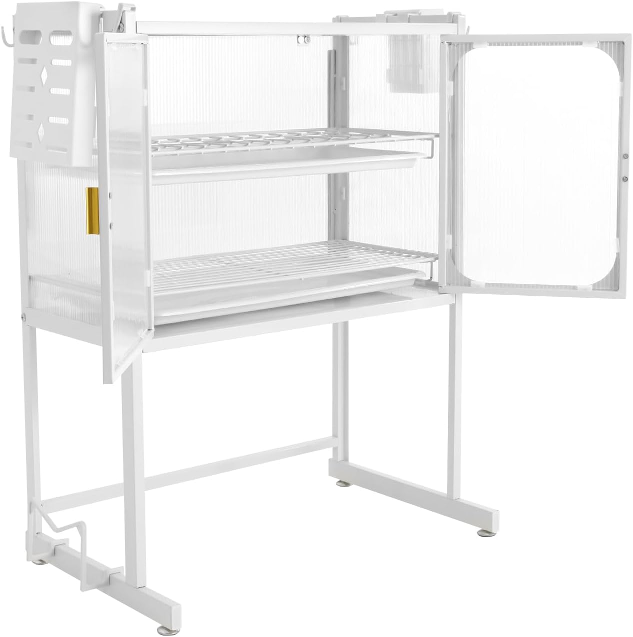 Microwave Oven Rack, Kitchen Dish Shelf Metal Microwave Counter Stand with Storage Cabinet Draining Tray Multifunctional Countertop Organizer for Utensils Tableware