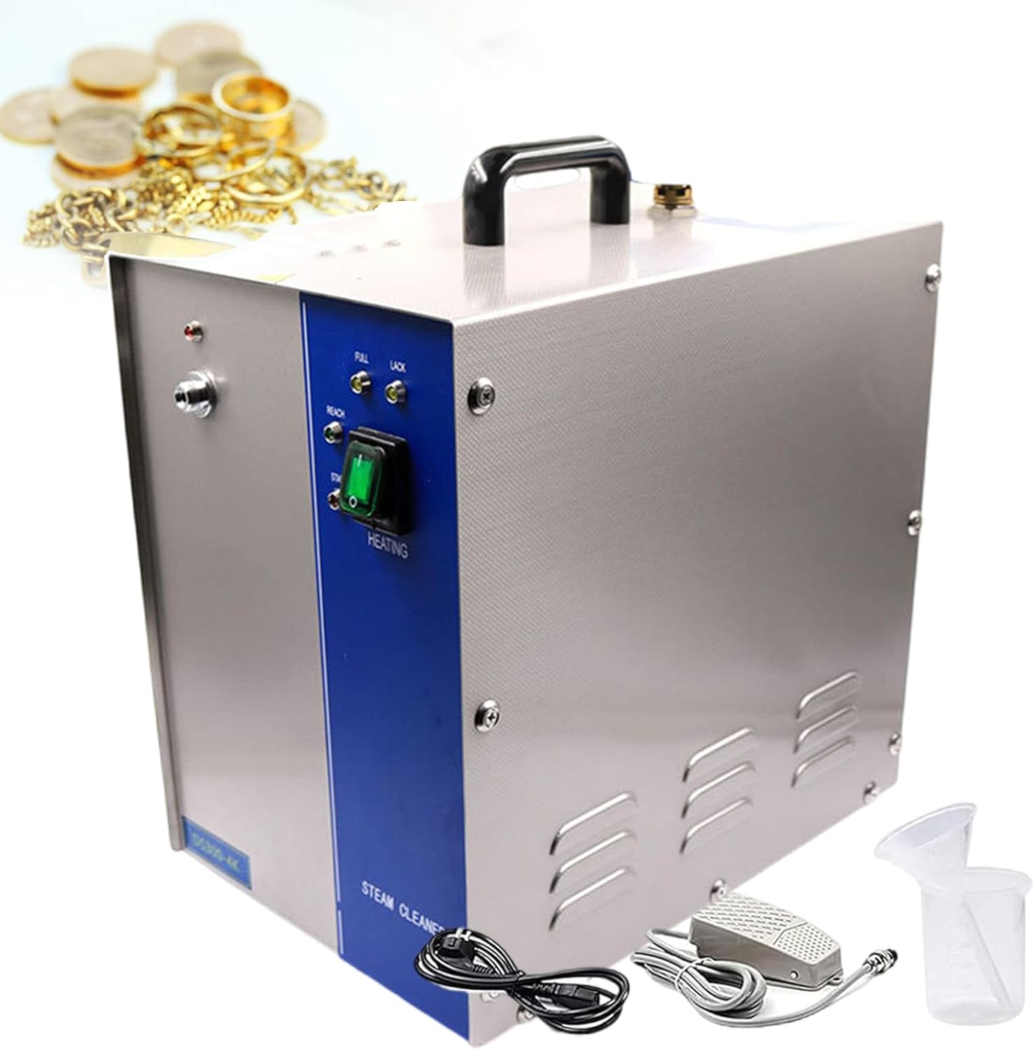 Jewelry Steam Cleaner with Foot Switch, Gemstone Washer Jewelry Steam Cleaner with Exhaust Nozzle & Cooling Fan, Jewelry Polisher - Remove Dirt On Jewelry 2l/4l,4L