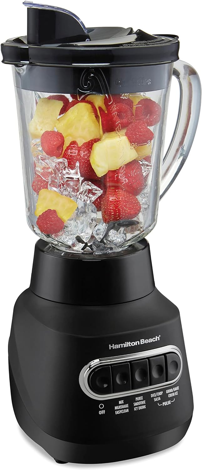 Hamilton Beach 58175 Quiet Blender for Shakes and Smoothies, Puree & 2 Slice Extra Wide Slot Toaster with Bagel & Defrost Settings
