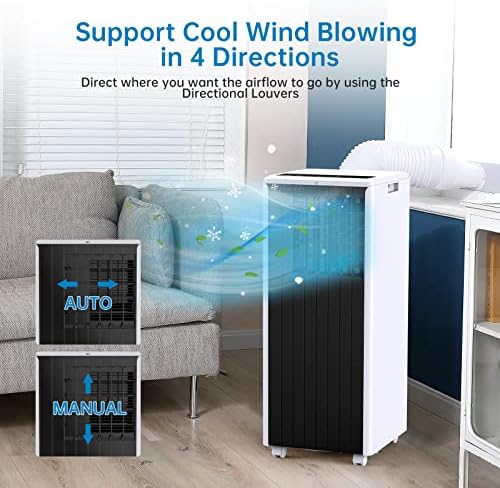 8,000 BTU Portable Air Conditioner, Cools Up to 350 Sq. Ft, 3-In-1 Room Air Conditioner with LED Touch, Built-in Dehumidifier, Easy Install Kit for Home