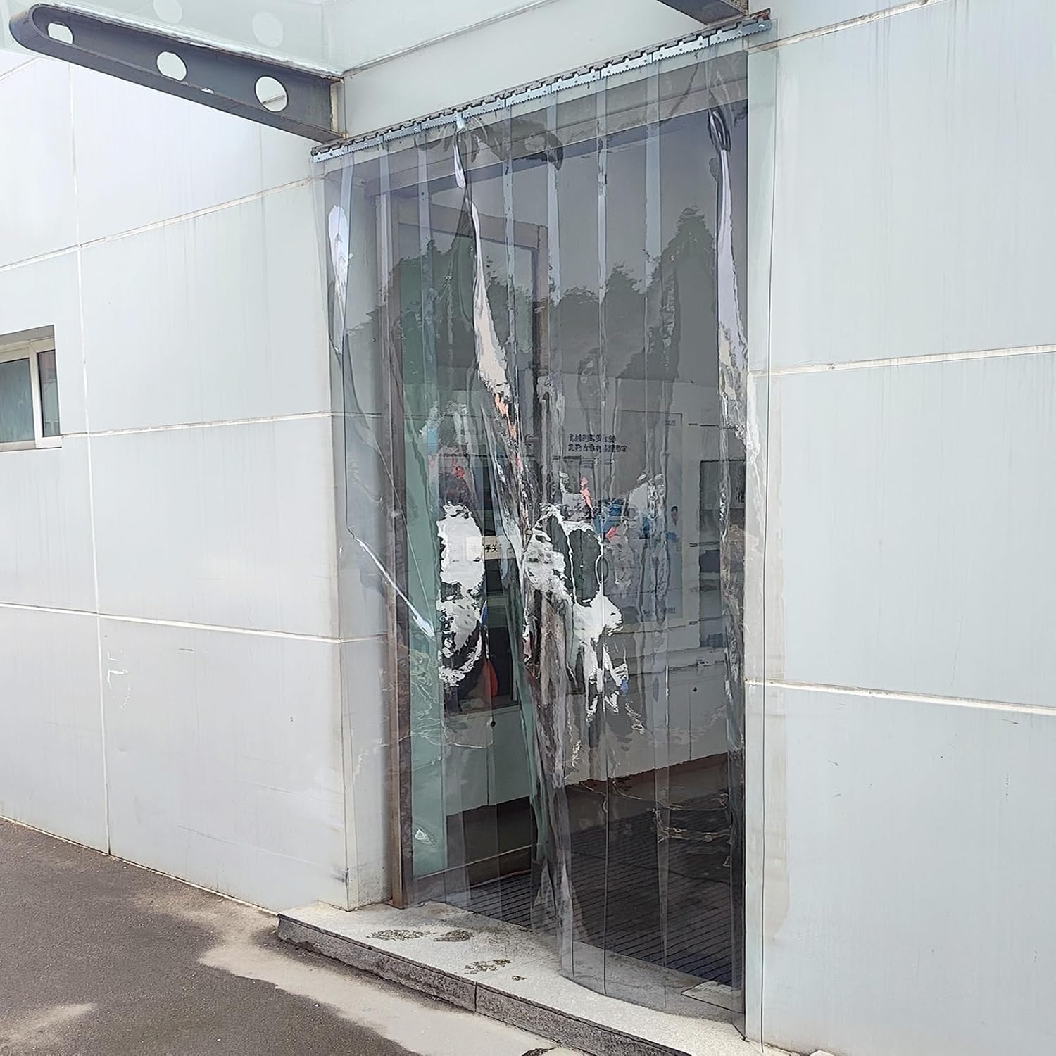 Walk in Cooler Plastic Strip Door Curtain, Transparent PVC Curtain Quarantine Area for Air Conditioner Room, Kitchen Decor Curtain, Easy to Install(165x400cm/64.96x157.48in)