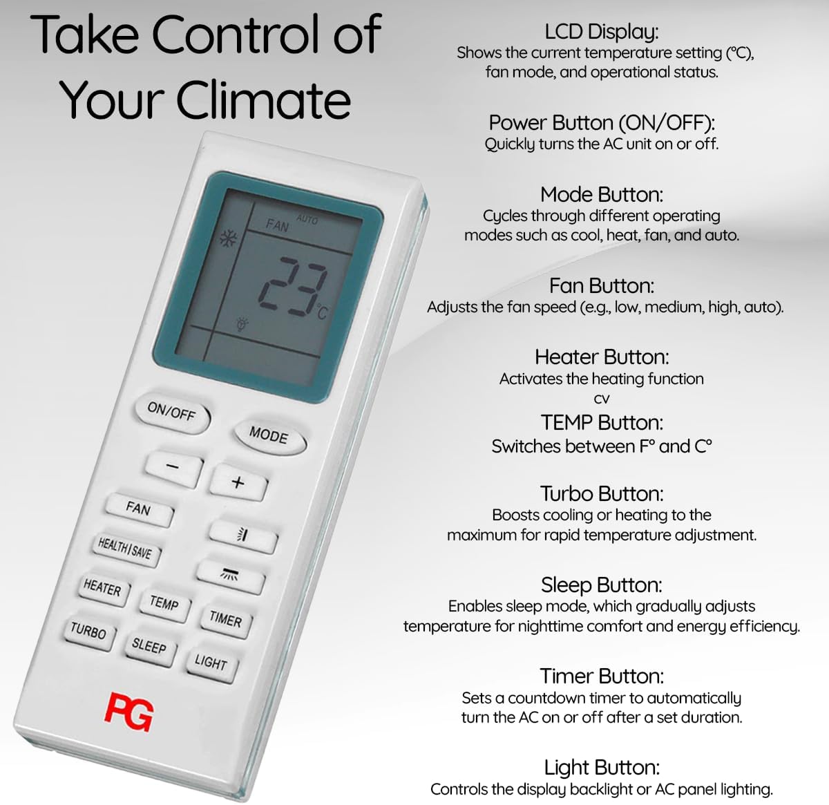 PG Split System Air Conditioner 12,000 BTU Heat Pump, 17 SEER Ultra Energy Efficient, Quiet Operation, Indoor & Outdoor Units, 230V, Refrigerant R-32, Wi‑Fi Smart Control