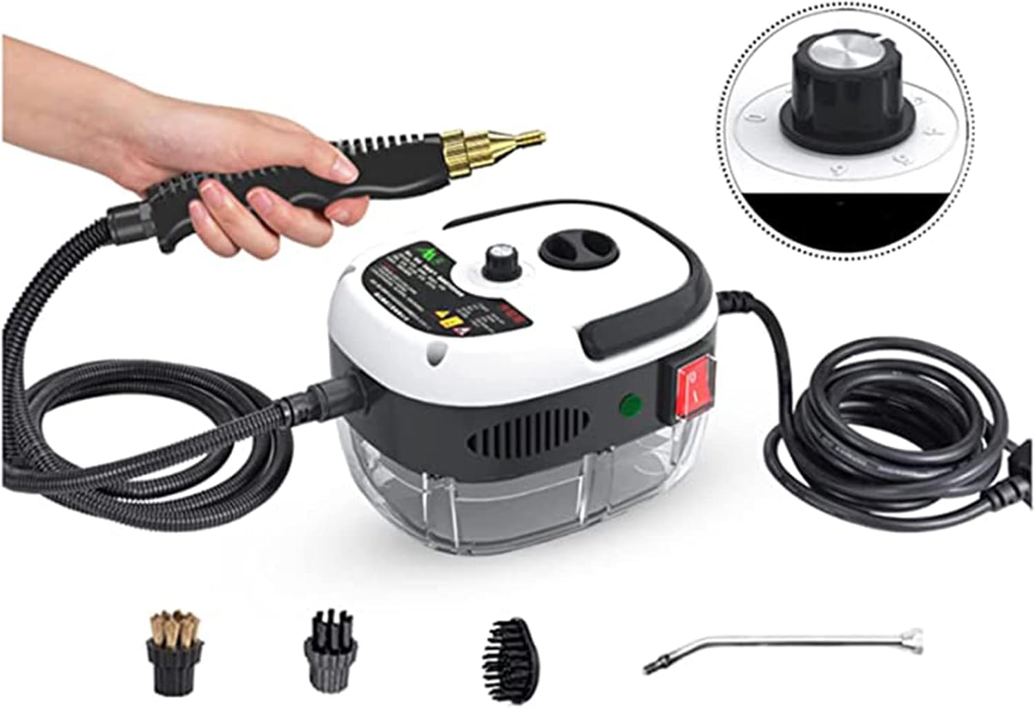 High Pressure Steam Cleaner, 2500W Handheld High Temp Fast Heating Portable Cleaning Machine, for Home Use Grout Tile Car Detailing Kitchen Bathroom with 3 Brush Heads