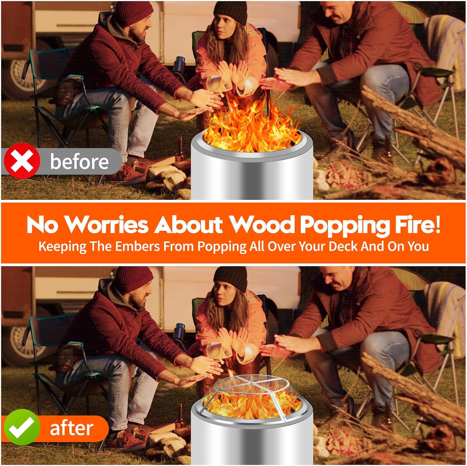 Fire Pit Spark Screen for Solo Stove Yukon Accessories, 27 Inch Yukon Shield 304 Stainless Steel Detachable Mesh Fire Pit Spark Protector with Grill Function and Removal Tools