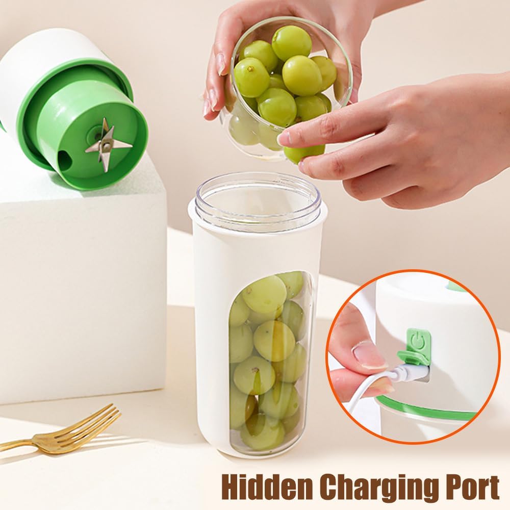 Personal Blender,480ml Shakes Fruit Juicer Self-Cleaning Drink Machine Blender With 6 Blades for Shakes Fruit Juice Smoothies Sports Travel