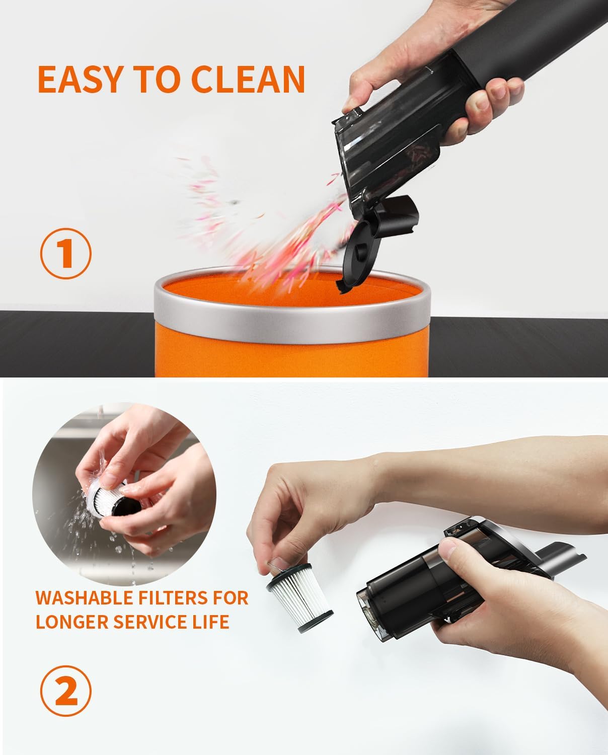 Car Vacuum, Portable Vacuum for Car with 20000PA, 5 in 1 Handheld Car Vacuum Portable Cordless with Flexible Hose, 50 Mins Runtime,3H Type-C Fast Charge, Handheld Vacuum for Car, Home,Cleaning