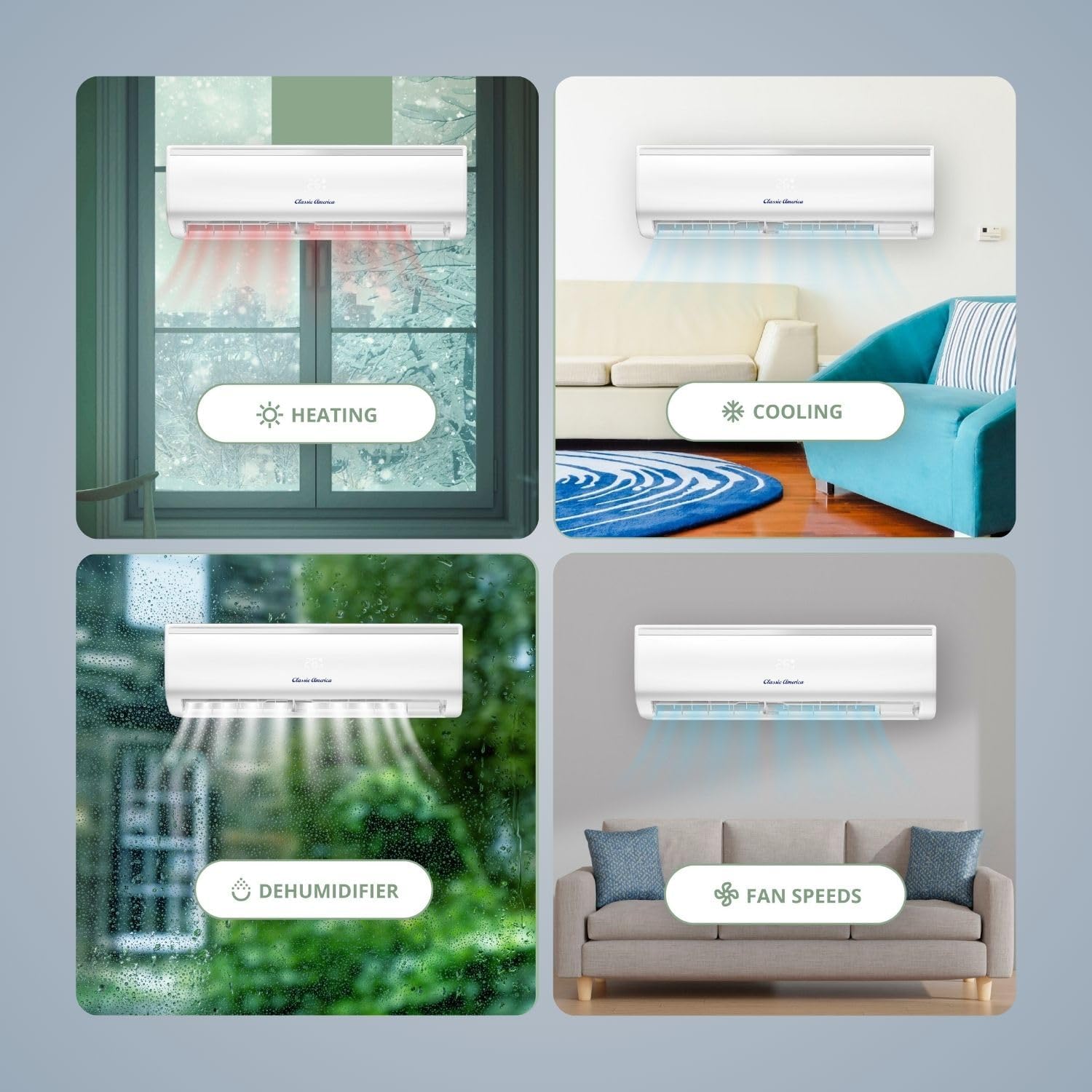 Vtronix Classic America 12,000 BTU (19 SEER2, 110 VAC) Mini Split Inverter Heat Pump with Air Conditioner Ductless Wall Mount, 16 ft Line Set, Up to 550 Sq Ft Coverage, WiFi/Alexa Ready.