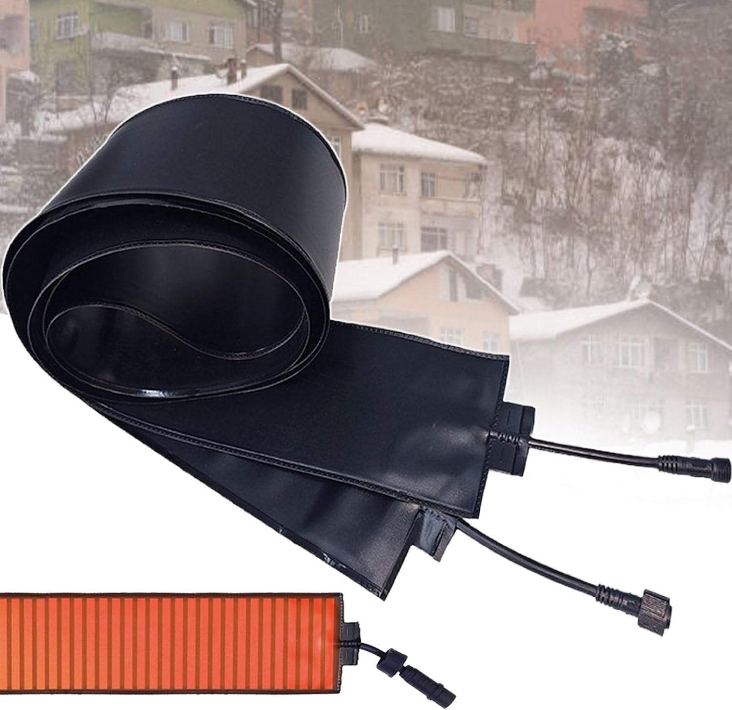 Snow Melting Mat - Outdoor Flexible PVC Heated Pad with Instant Heat, Connectable in Series, Maximum 45°C Heating, 12 cm Wide, 150 cm Long