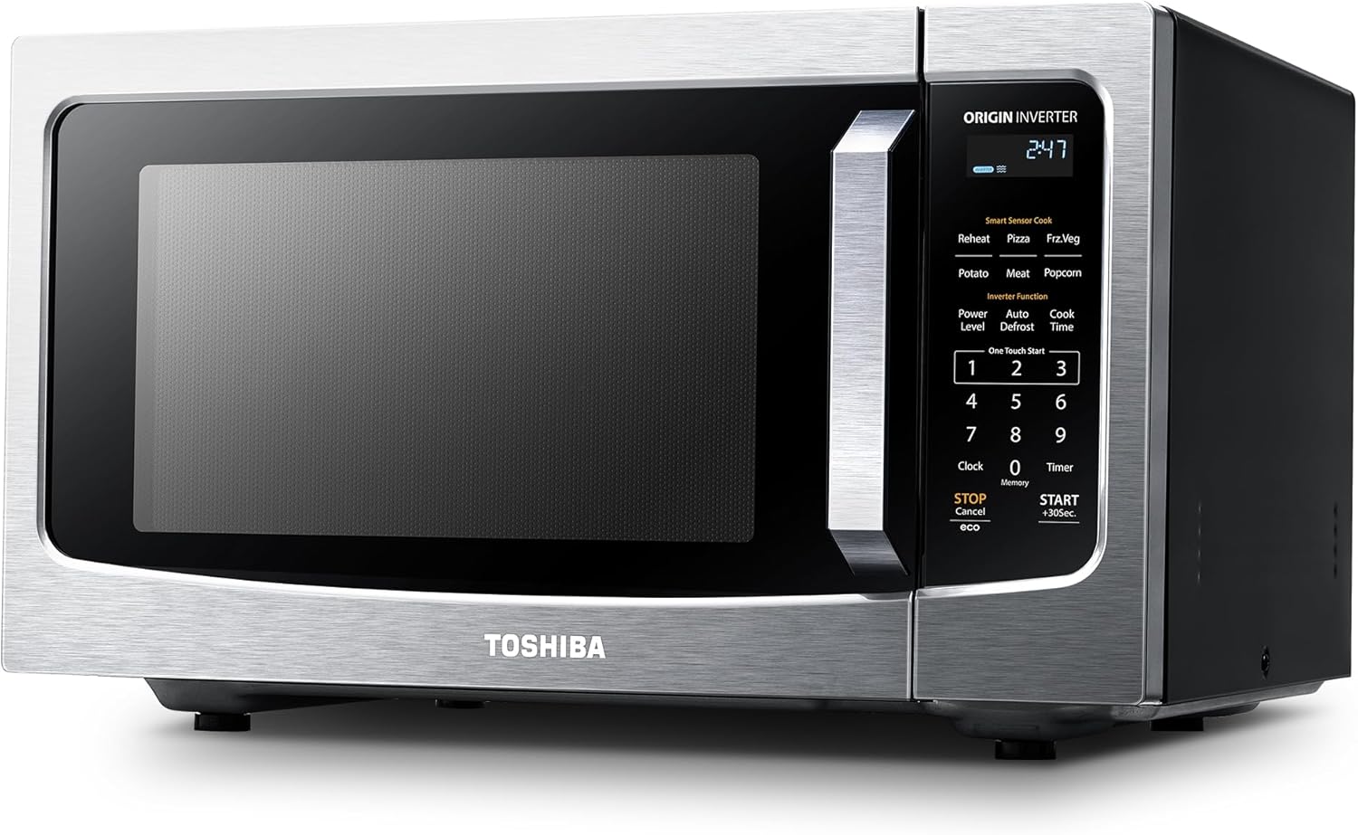 TOSHIBA ML-EM45PIT(SS) Countertop Microwave Oven with Inverter Technology, Kitchen Essentials, Smart Sensor, Auto Defrost, 1.6 Cu.ft, 13.6