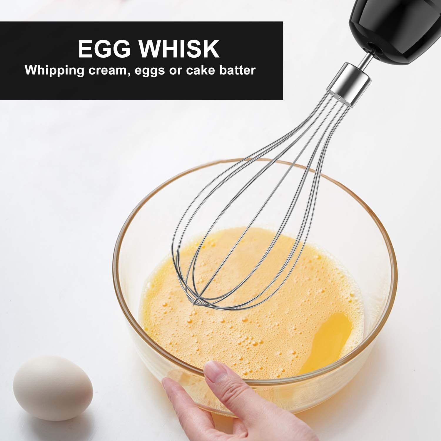 Immersion Blender handheld Powerful 1000W 5 in 1 Hand Blender Corded Hand Mixer Heavy-Duty Stainless Steel Blades Handheld Blender with Milk Frother, Egg Whisk, 600ml Beaker, 500ml Chopper