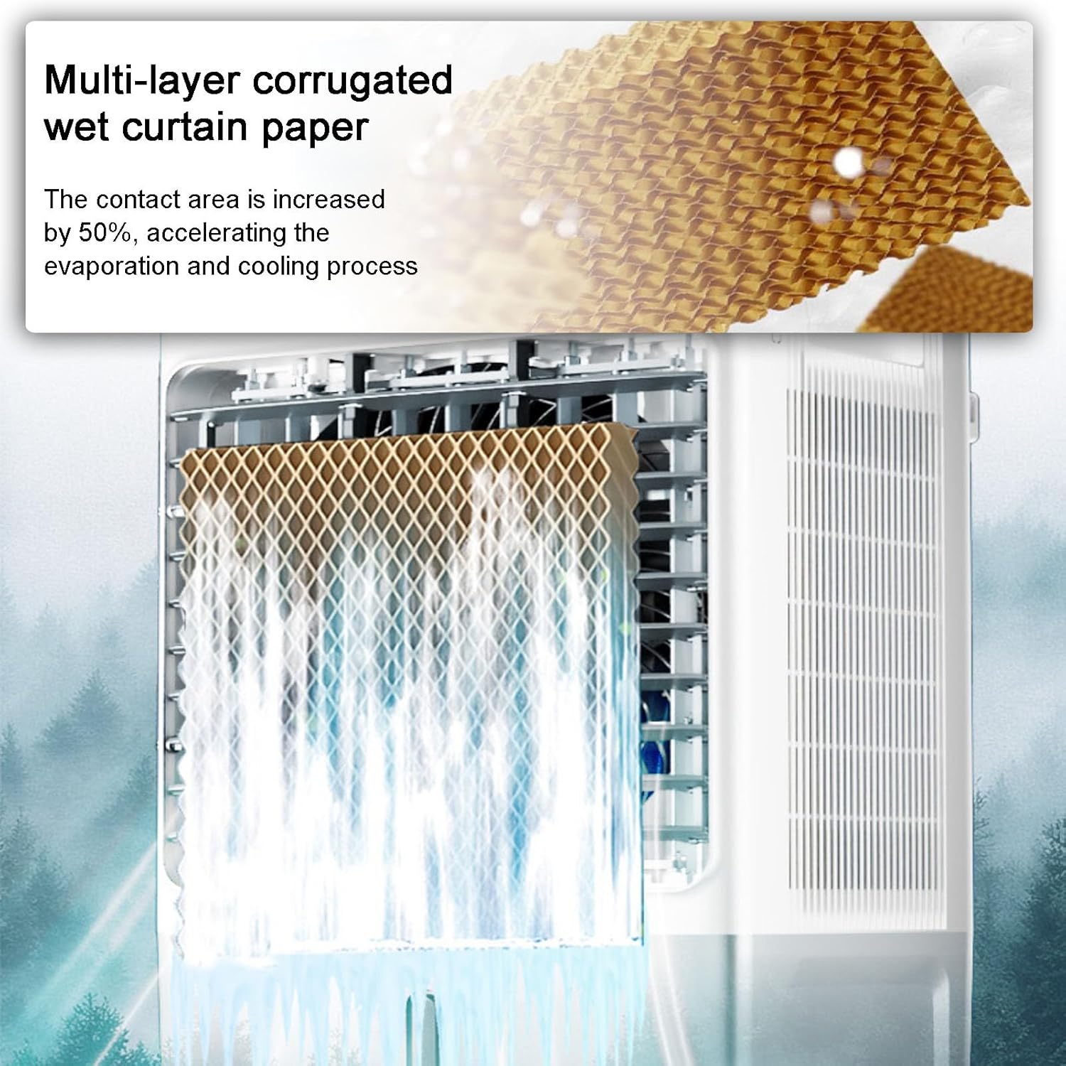 Evaporative Cooler, Knob Type Swamp Cooler, Portable Air Conditioners with 4 Ice Crystals, 3 Speed, 120° Oscillation for Room, Patio, Garage(88cm/35in)