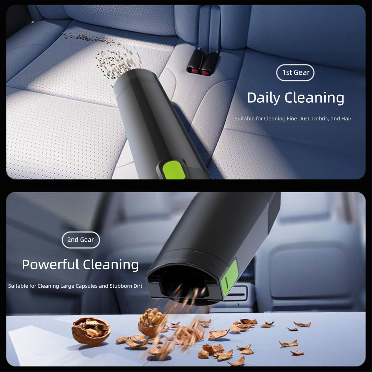 Handheld Vacuum Cleaner Cordless 6000Pa Suction with LED Light, Dual Speed Rechargeable Mini Vacuum for Home, Car & Pet Hair, Low Noise 44–55dB, Type-C Fast Charging, Lightweight 430g