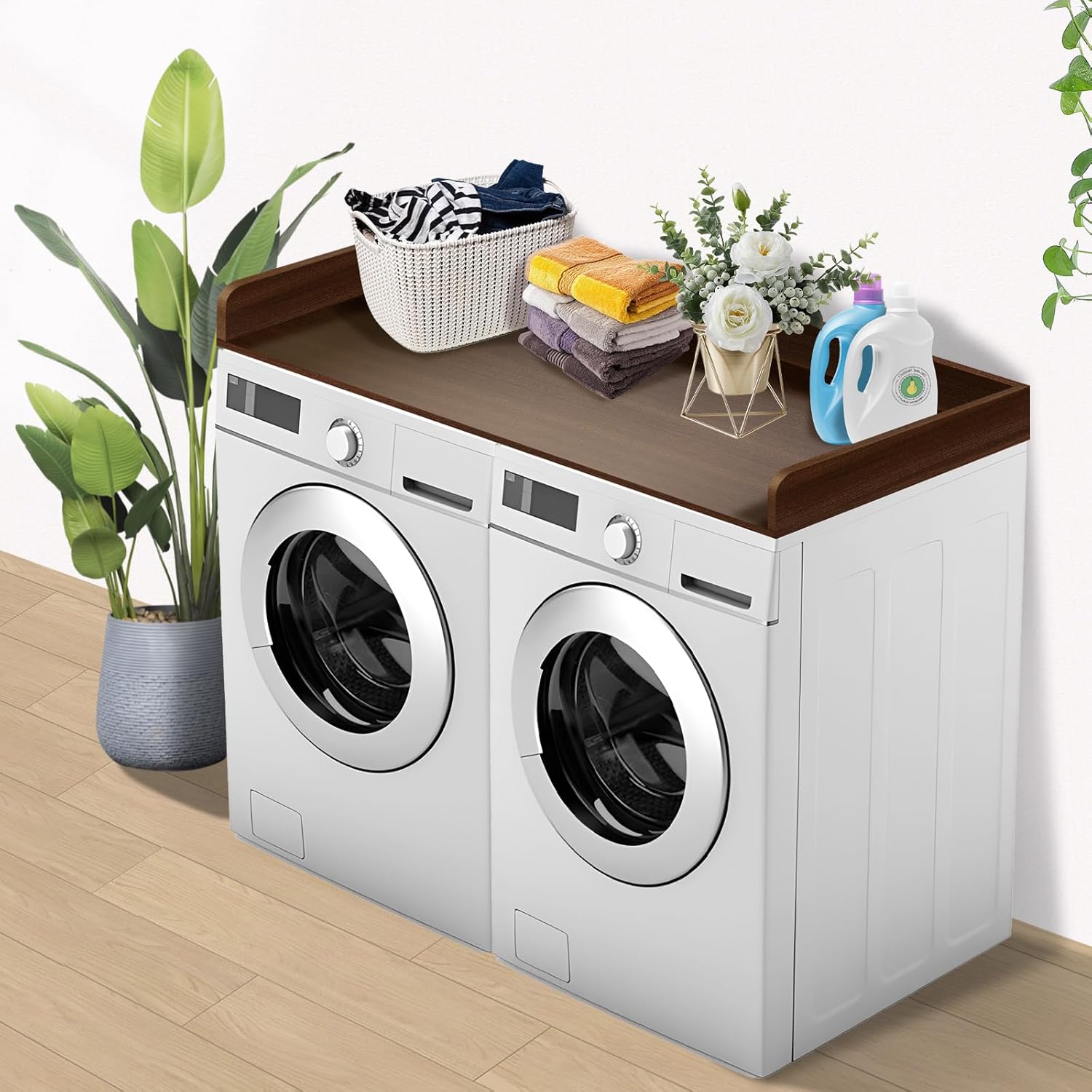 Washer Dryer Countertop,Laundry Countertop with Edge Rails,27.5