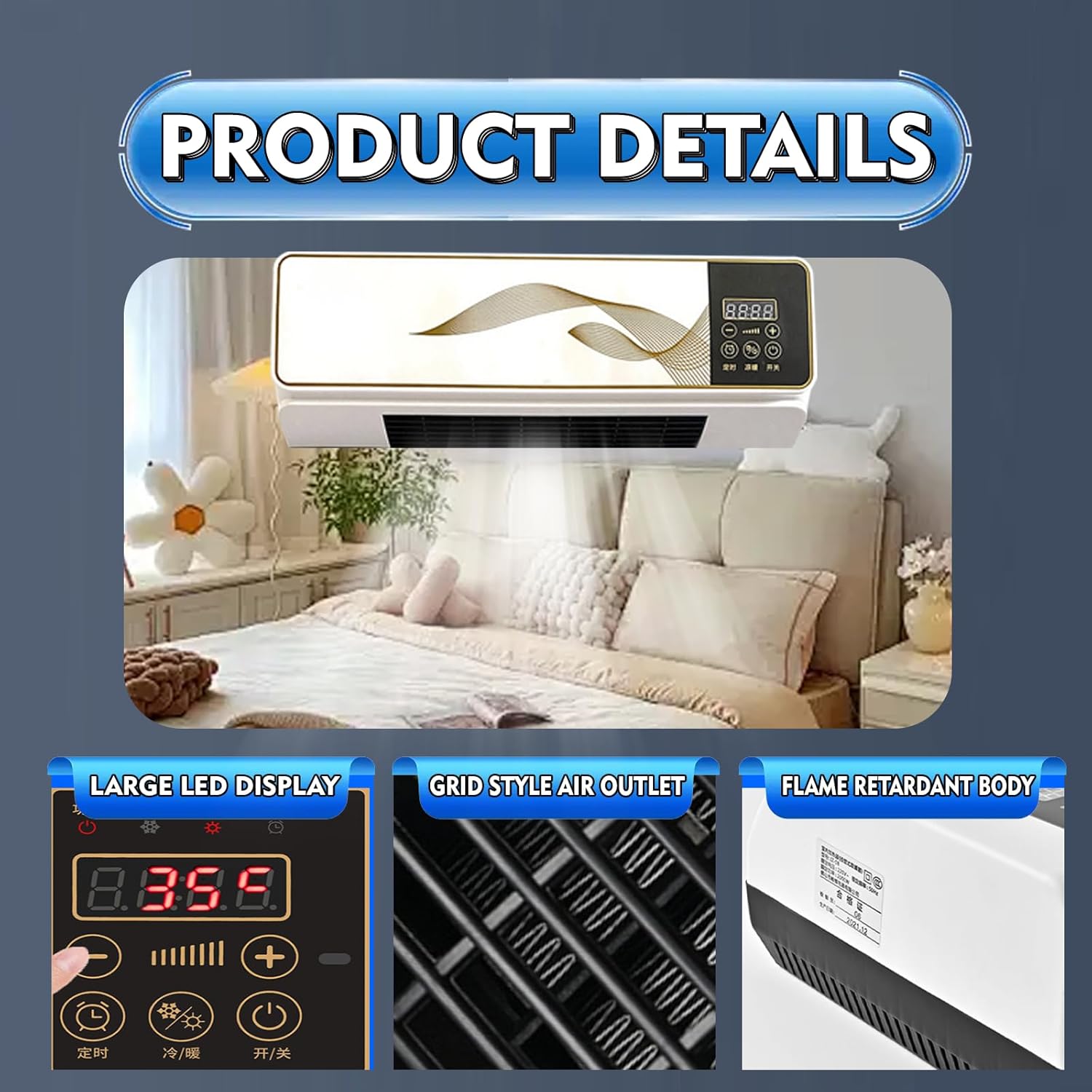 Climafy Air Conditioner,Portable Air Conditioner Split Max,Fast Cooling & Heating,No Install,Wall Mounted Air Conditioner with Remote Control for Home, Office(White,US Standard 110V)