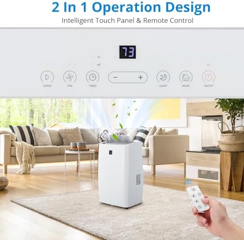 12000 Btu Portable Air Conditioners with Dehumidifier and Fan Mode, AC Unit Cooling for Rooms Up to 550 Sq. Ft., with Remote Control/LED, 24H Timer & Quiet Operation for Home Office