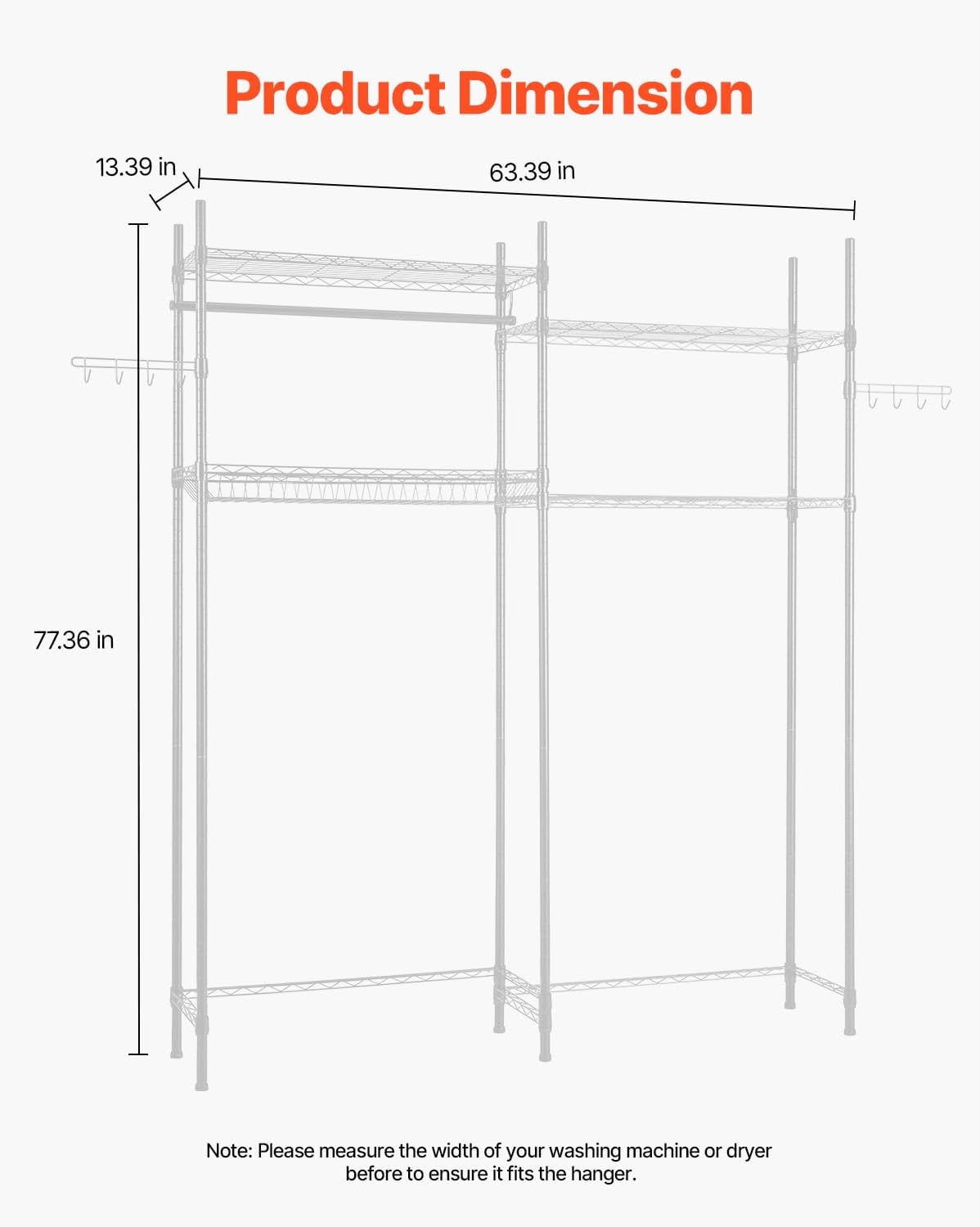 Happybuy Over Washer and Dryer Storage Shelves, 4-Tier Laundry Room Drying Rack with Hanger Rod and Hooks, Adjustable Washer Shelves Space Saver for Laundry Room Organization, White