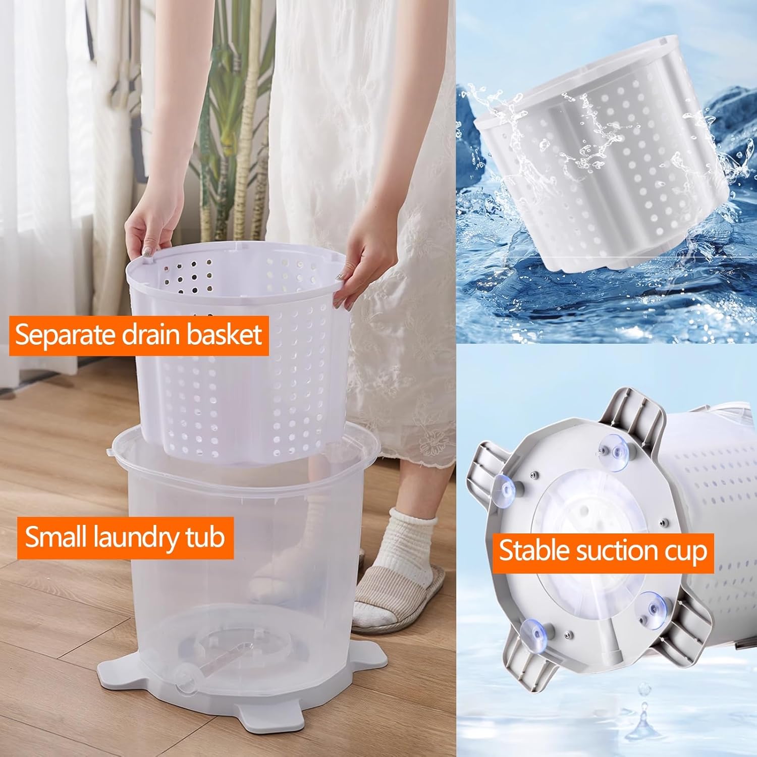 Generic Manual Washing Machine Nonelectric Portable Hand-cranked Manual Clothes Non-electric Washing Machine, Mini Travel Outdoor Washing, for Dormitory Apartment Camping