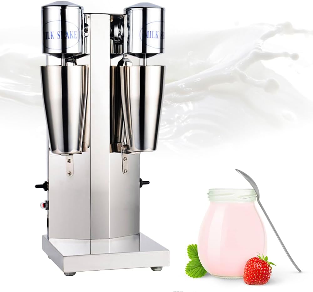 Milkshake Maker, Double Head Milk Shake Machines, 180W Commercial Milk Shake Maker 2-Speed Blender Electric Milkshake Makers Machine with 27.05 oz Stainless Steel Cups, 110V