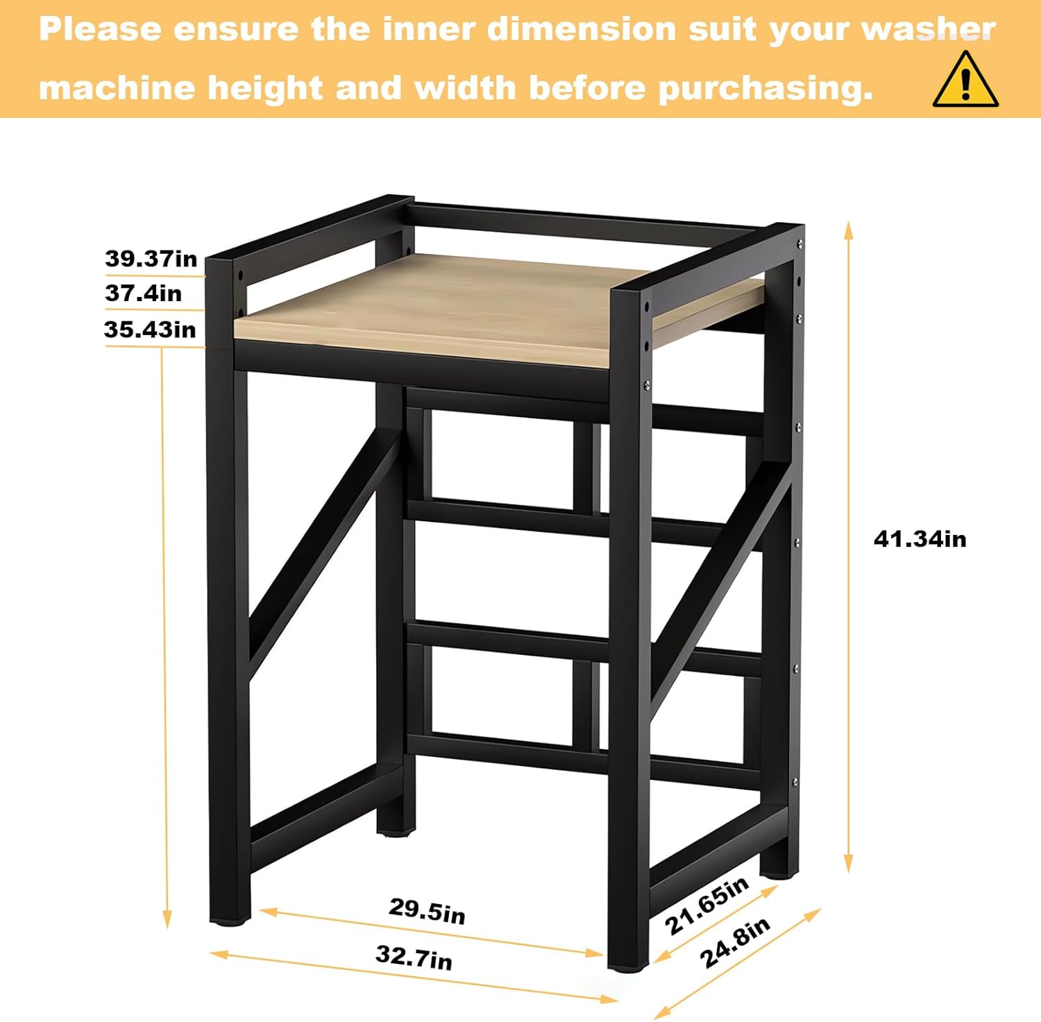Washer Dryer Stacking Rack Kit 29.5in, Over the Washer and Dryer Storage Shelf for Laundry Room, Bathroom, Heavy Duty, Height Adjustable, 1.2mm Wall Thickness 660lbs Capacity (Black, 29.5in)