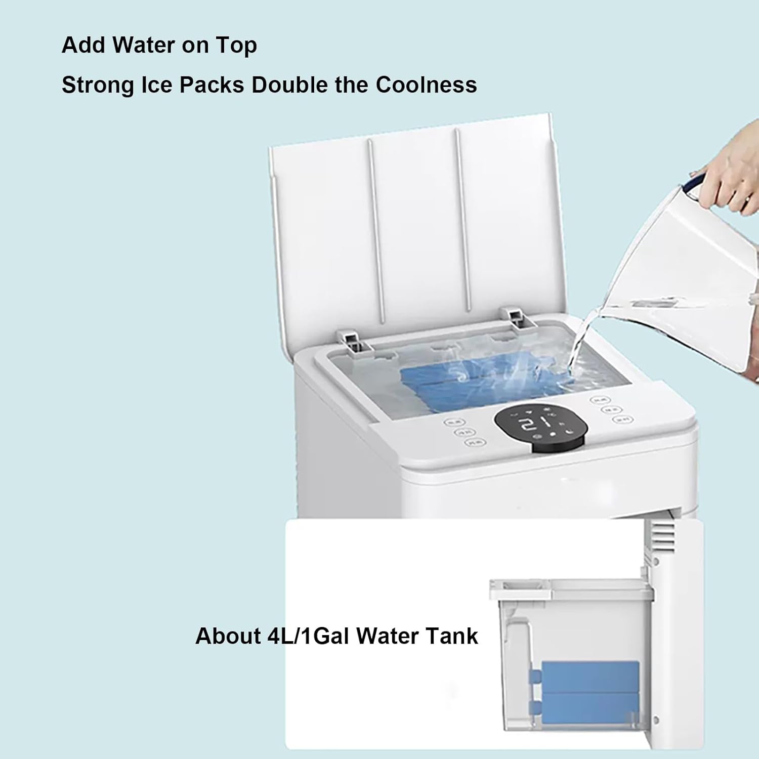 Windowless Air Conditioner for Bedroom, Swamp Cooler Fan & Humidifier with 1Gal Tank, Remote, 6 Ice Packs, 3 Speeds, 3 Modes, 12H Timer, Evaporative Cooler for Indoor