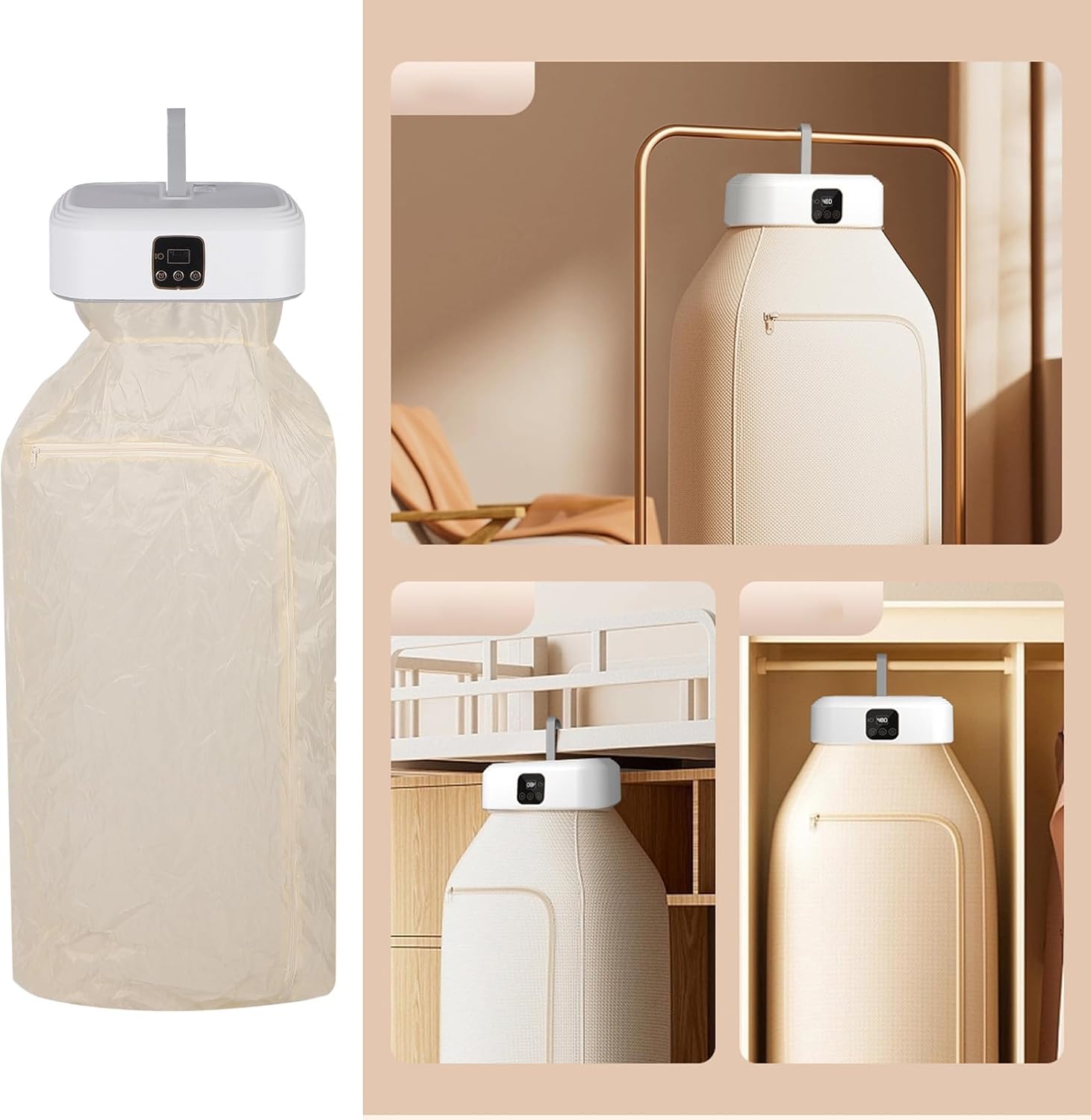 Portable Clothes Dryer, 600W Digital Display Foldable Electric Drying Machine Hanging Clothes Dryer Portable Dryer with 55-60°C Thermostatic Drying for Apartment Dorm RV Travel