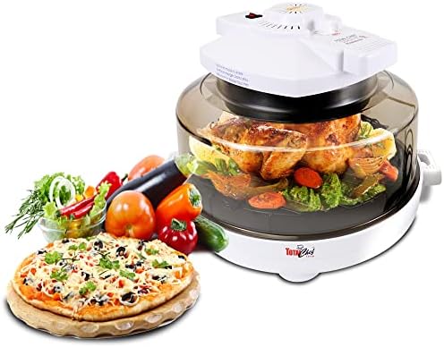 Total Chef Countertop Infrared Oven with Convection Air Circulation Time and Temperature Control 1300W Roast Steam Bake Broil Air Fry and More For Cottage Dorm Room RV Apartment Home White