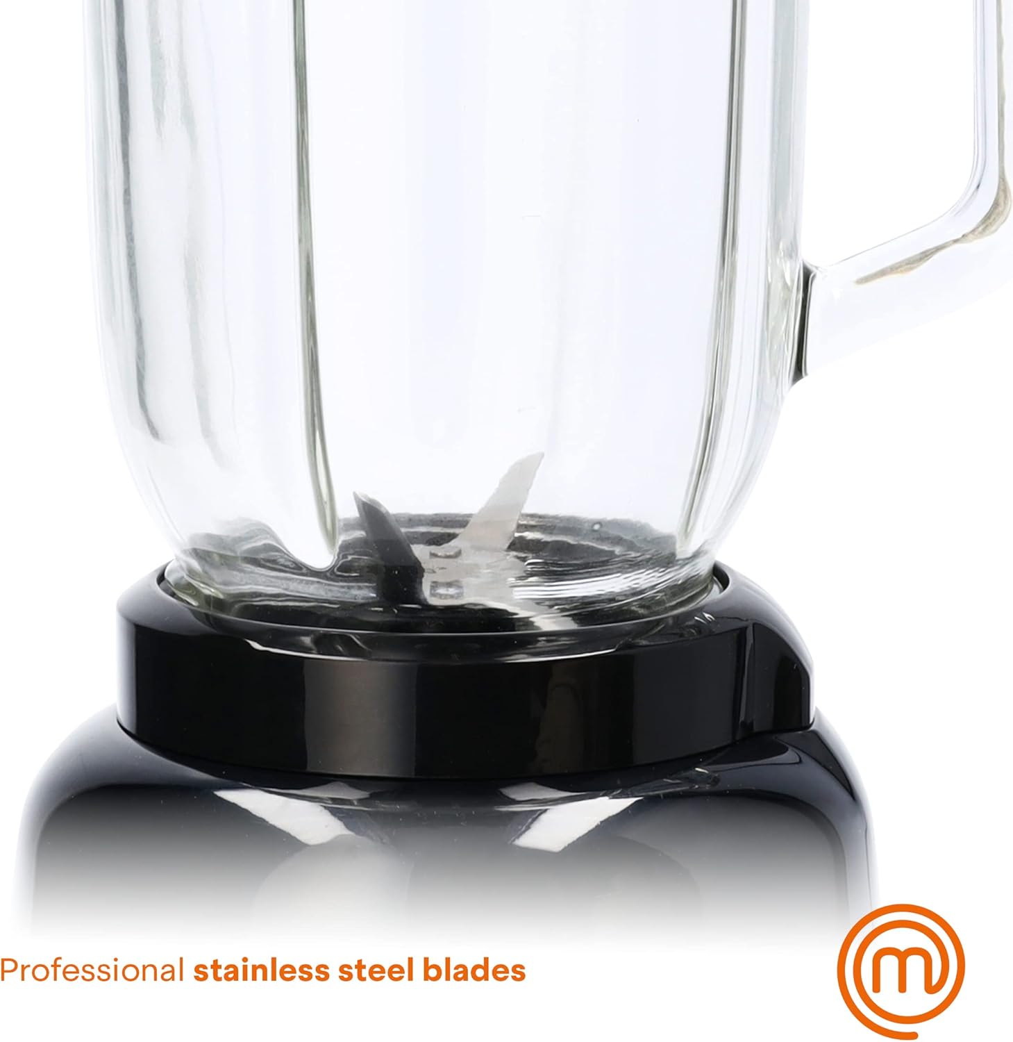 MasterChef Glass Blender for Shakes and Smoothies, Milkshake Maker, Frozen Drink & Margarita Machine, For Fruit Juice with Ice, Soup, Sauces, Food Puree etc, Stainless Steel Blades, 33oz, 400w, Black