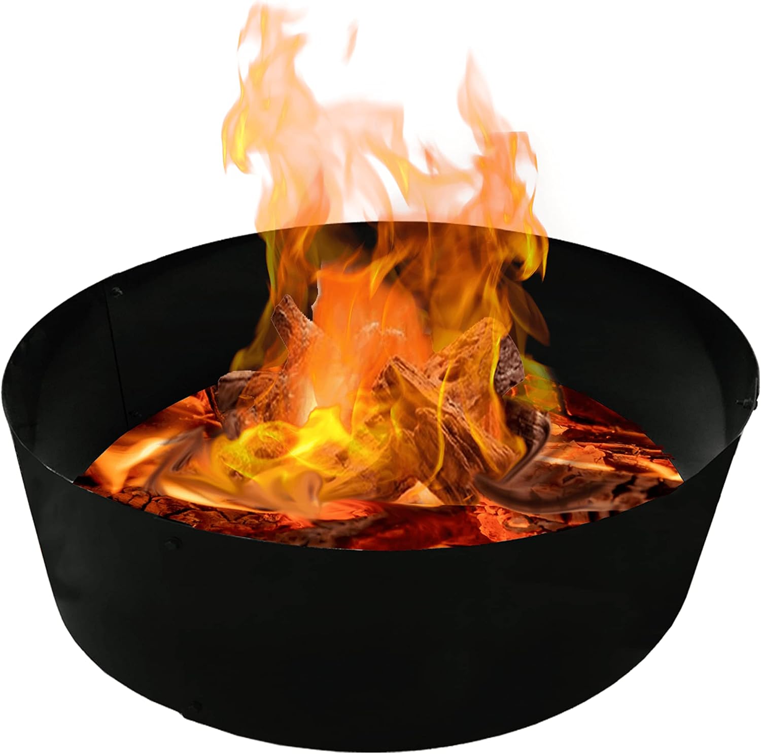 Simond Store Portable Fire Pit Ring Liner, 48 Inch Diameter 12 Inch Height - No Bottom 2mm Thick Heavy Duty Steel Round Fire Pit Insert for Outdoor Garden Patio Camping Bonfire Black