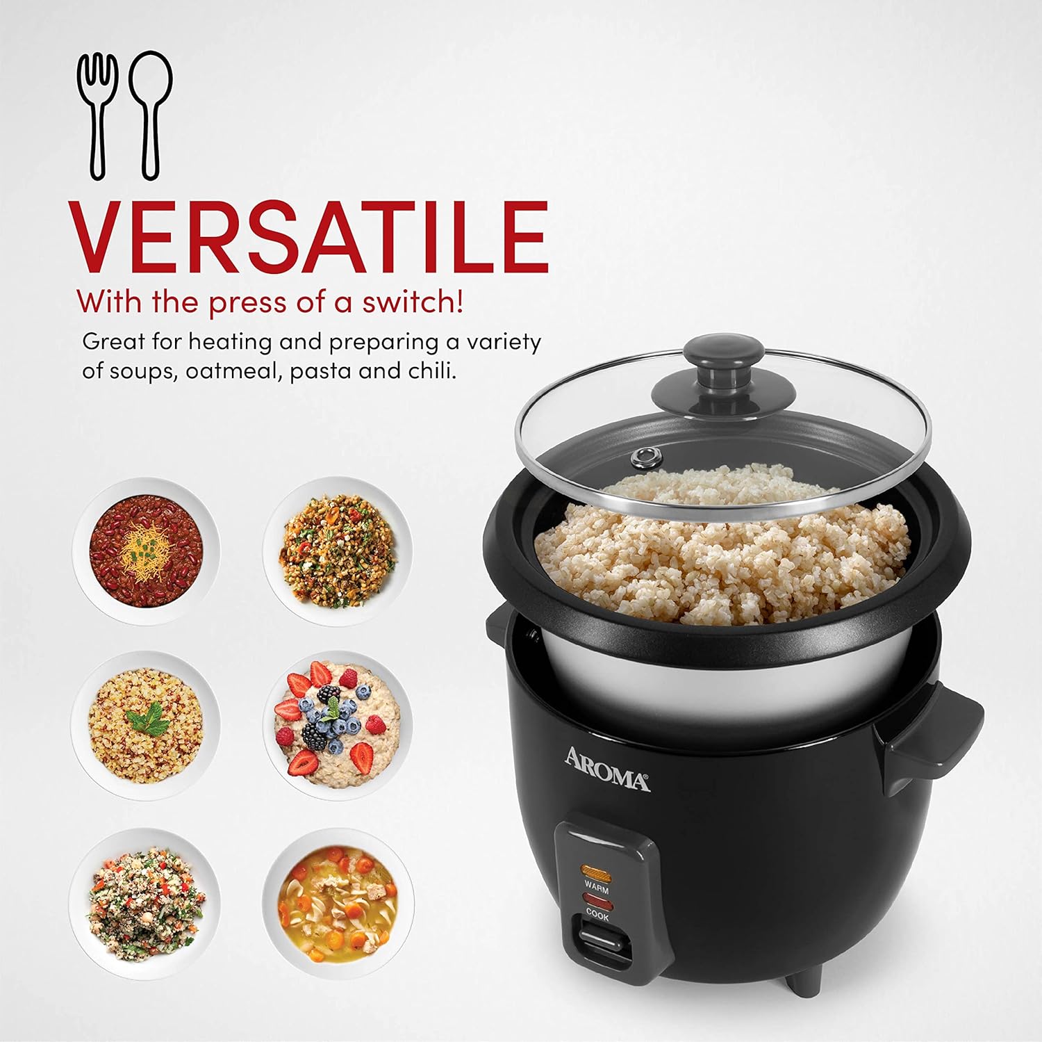 RCA RMW733-BLACK RMW733 0.7 Cu. Ft. Microwave, Black & Aroma Housewares 6-Cup (Cooked) / 1.5Qt. Rice & Grain Cooker (ARC-363NGB),Black,6-Cup Cooked / 3-Cup Uncooked