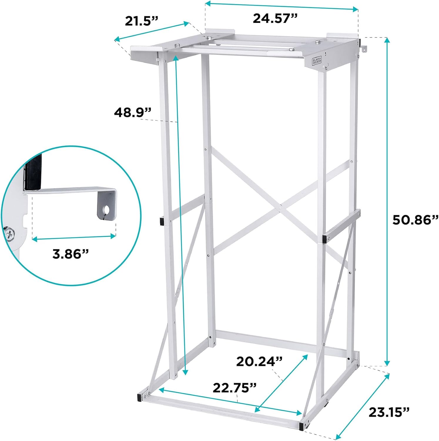 Black+Decker Washer Dryer Stacking Rack Stand, Compatible with Black and Decker Portable Washers and Dryers, Heavy Duty Steel, Dryer Stand with 60 lb. Weight Capacity, BWDS, White