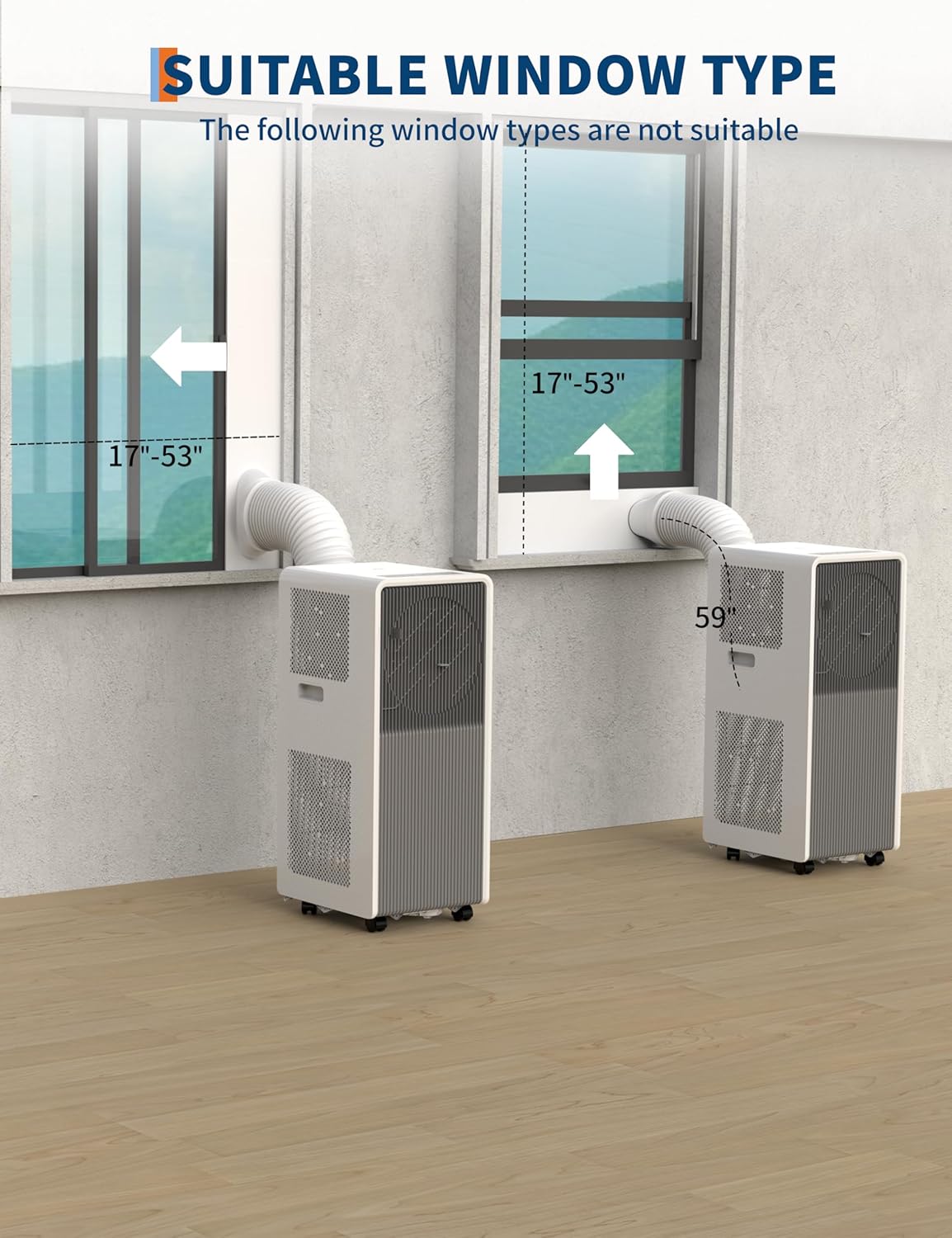 14,000 BTU Portable Air Conditioners - 3 in-1 Standing AC Units Powerful Quiet Smart Air Conditioning Cools Within 750 Sq.Ft with Remote Control Dry/Fan Modes for Indoor Large Room Dorm