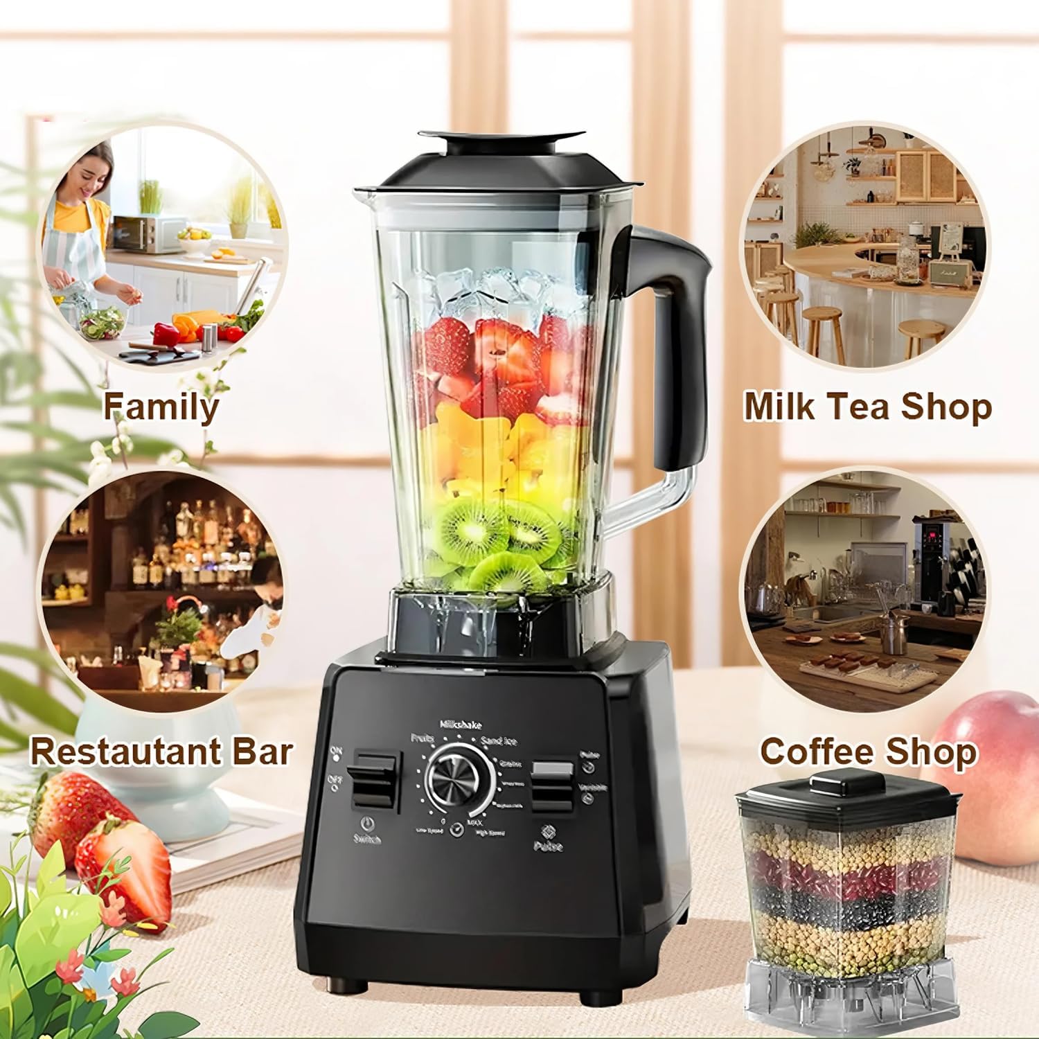 Professional Smoothie Blender,High Speed Countertop Smoothie Maker with 65oz BPA-Free Jar, 8 Stainless Steel Blades,Variable Speed–Smoothies, Protein Shakes, Ice Crushing, Frozen Drinks, Juices, Nuts