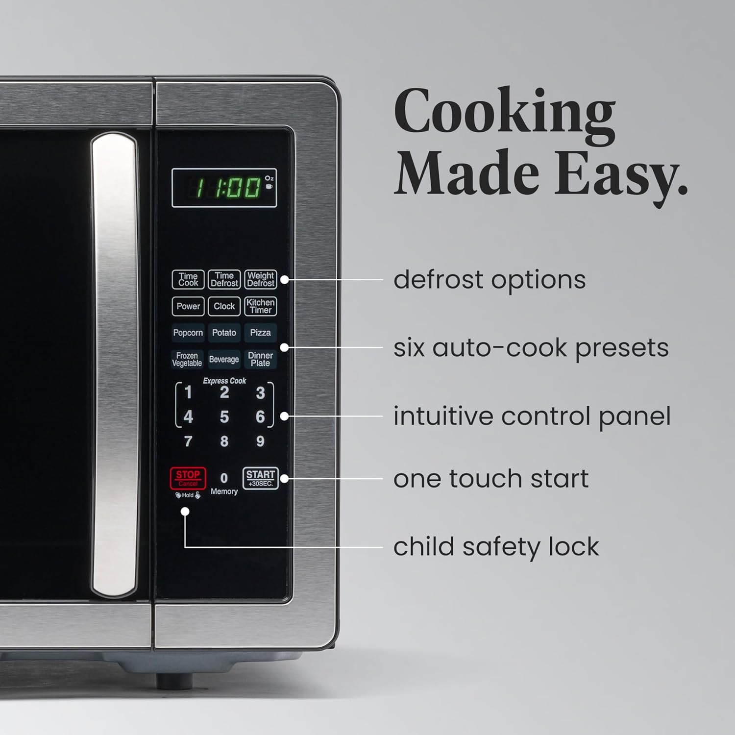 Panasonic NN-TK922SS 27-inch Trim Kit for 2.2 cu ft Microwave Ovens, 27 inch, Stainless Steel & Farberware Countertop Microwave 1000 Watts, 1.1 cu ft - Microwave Oven With LED Lighting