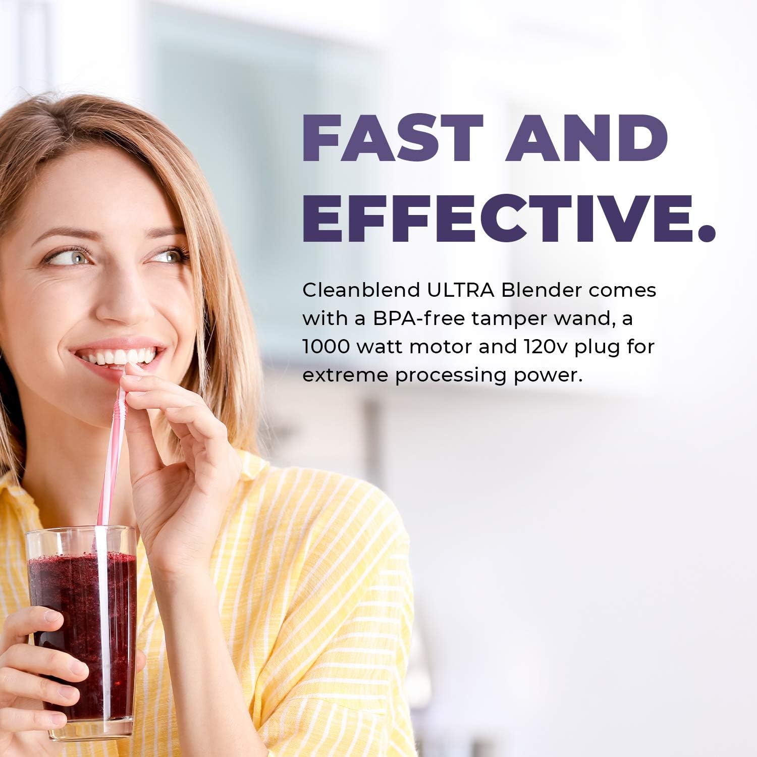 Cleanblend Ultra Blender, Low Profile Blender for Shakes and Smoothies - 40oz Compact Countertop Smoothie Maker - 8-Blade Stainless Steel, 1,000 Watt Motor, BPA-Free Tamper Wand Included (Red)