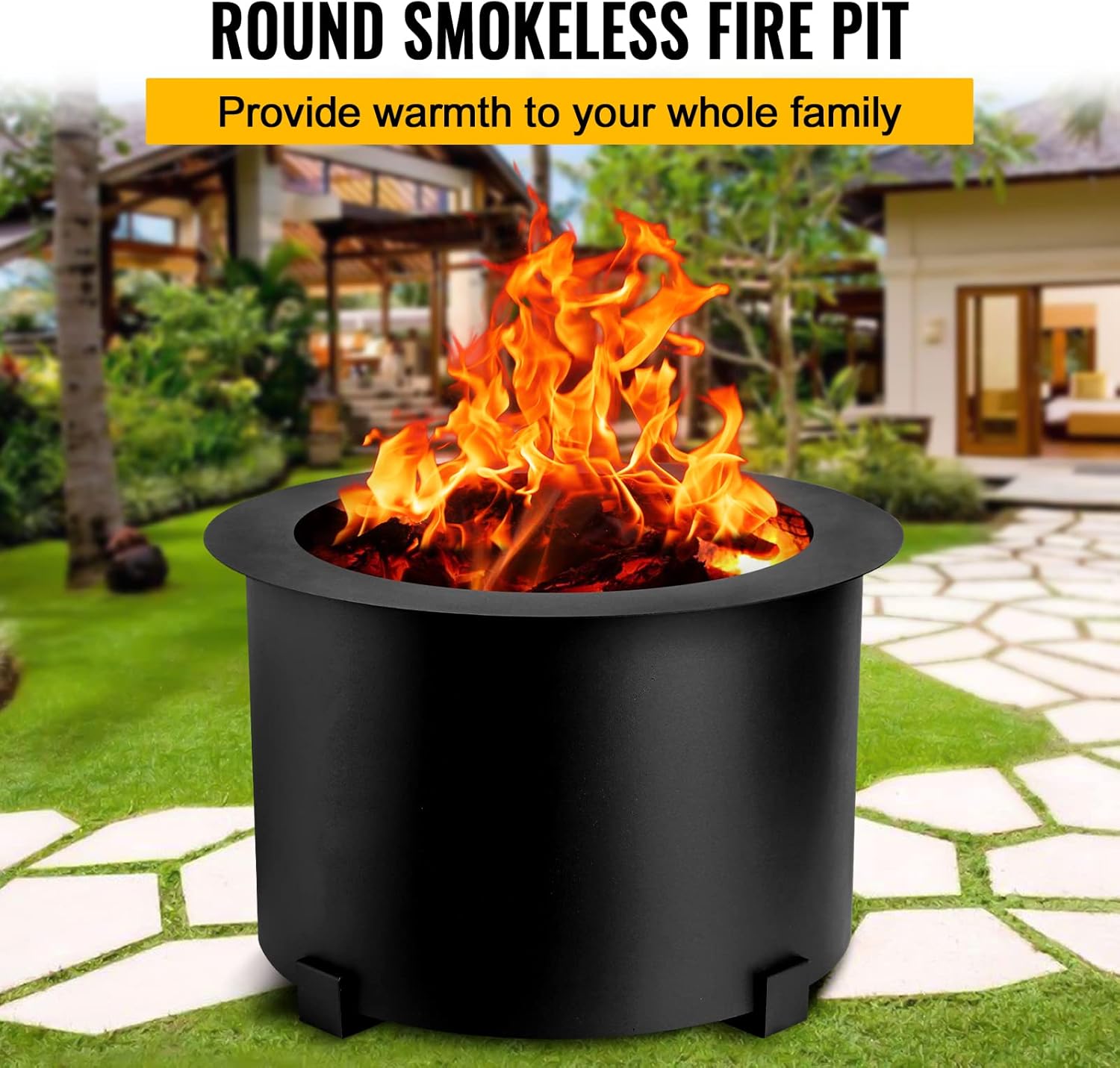 Smokeless Fire Pits Outdoor 21.5 Inch Carbon Steel Stove Bonfire Wood Burning Firepit for Picnic Camping Backyard