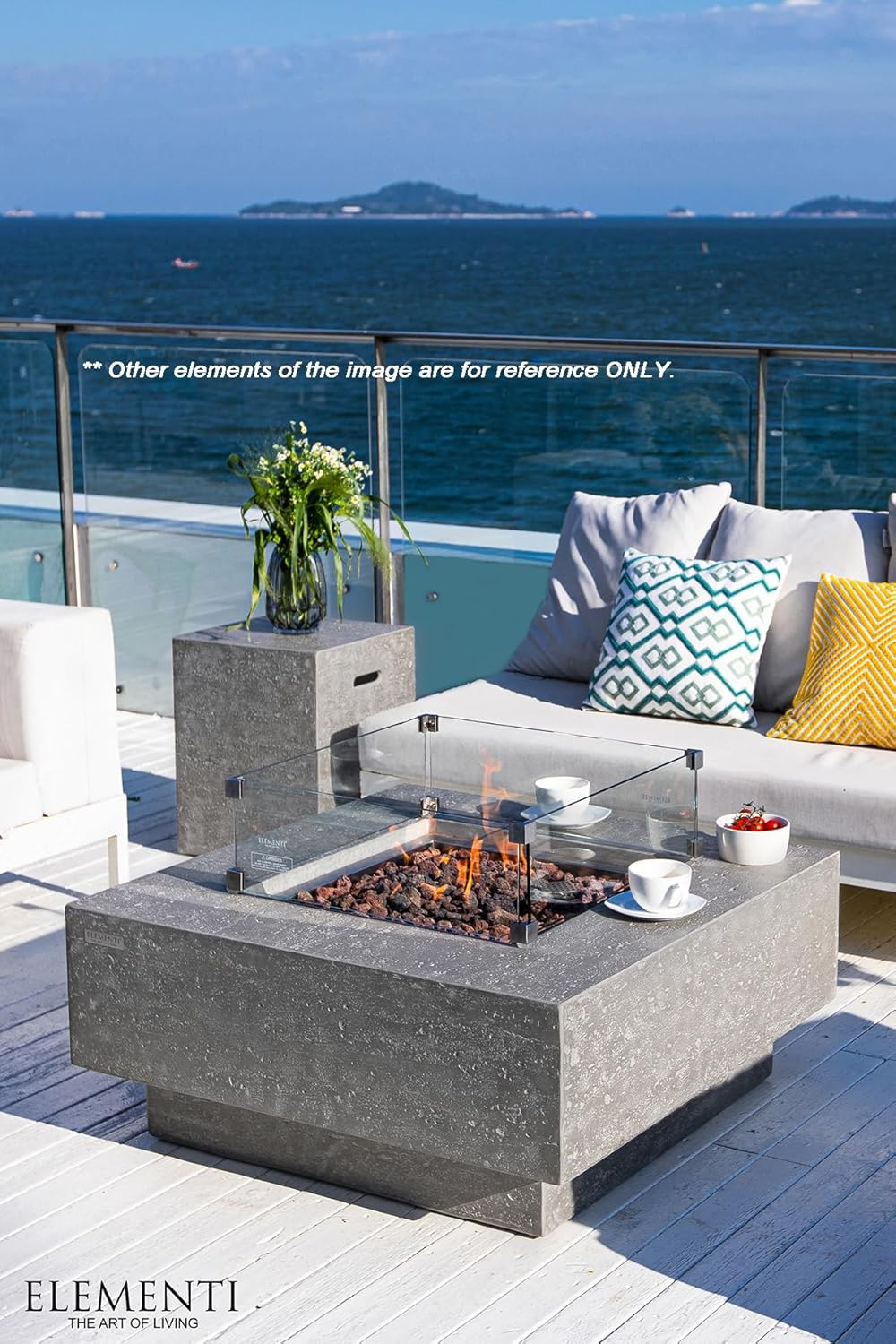 Propane Tank Cover Square For Outdoor Firepit, Backyard Hideaway Side Table, Security hold 20lbs Tank Light Grey (Travertine Finish)