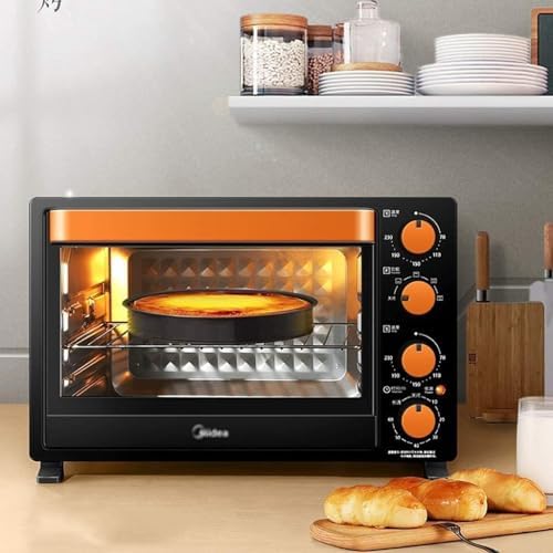 oven mini oven air fryer oven Mini Ovens 360° Rotating Fork Black Electric Oven, Household 1500W Baking Multi-Function Electric Oven, 32L Large Capacity Upper and Lower Independent Temperature Contr