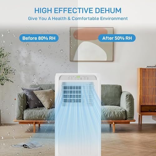 10,000 BTU Portable Air Conditioner Cools 450 Sq.Ft Rooms, 3-In-1 Cooling AC Unit with Dehumidifier/Fan, Remote & 24H Timer, Includes Window Kit - for Bedroom, Office, Apartment, White