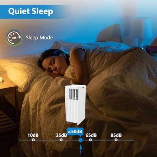 8,000 BTU Portable Air Conditioner, Smart Control, Cools up to 350 Sq. Ft., with Dehumidifier & Fan mode, Easy- to-use Remote Control & Window Installation Kit Included