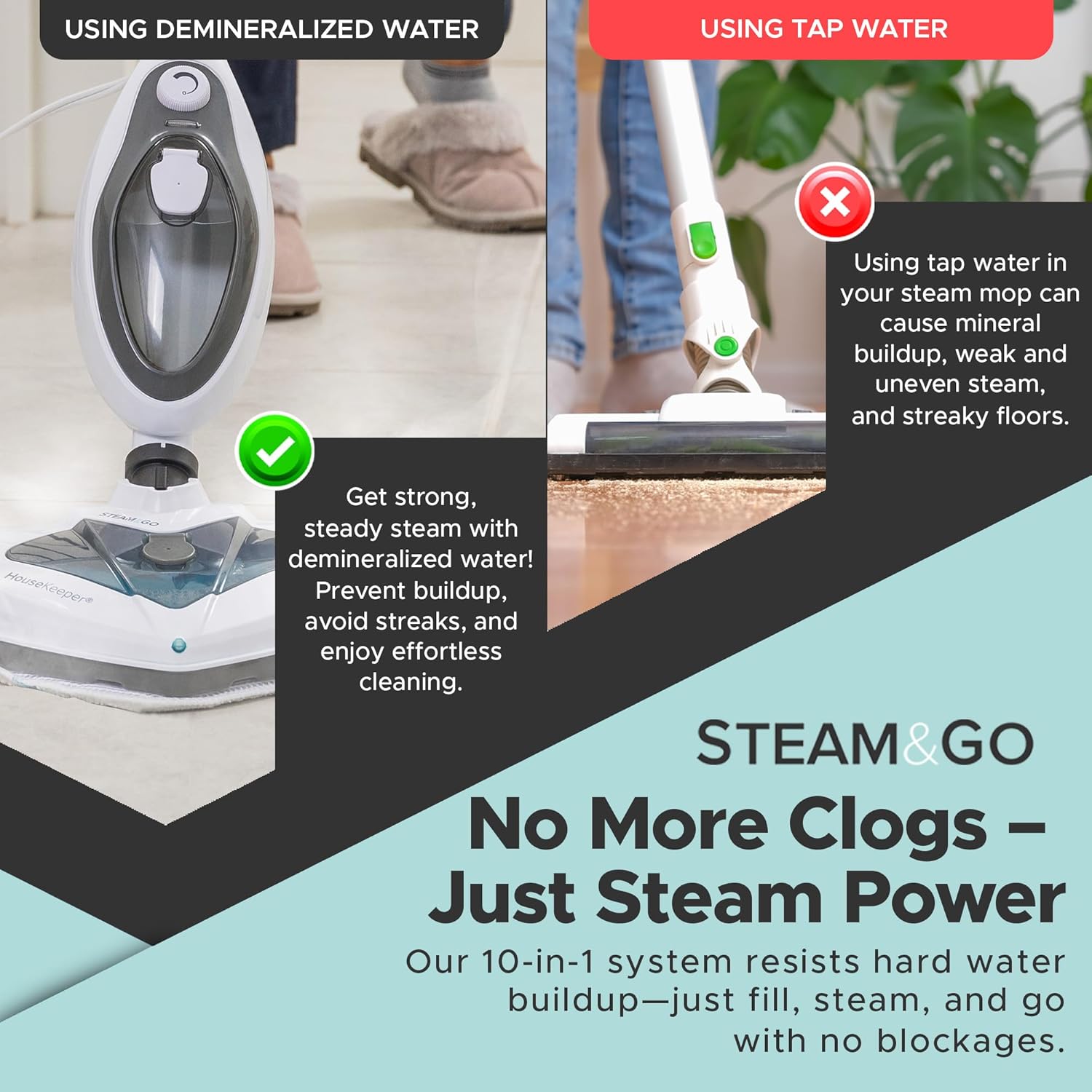 Steam and Go Steam Mop with Detachable Handle - 10-in-1 Chemical-Free Multi-Surface Steamer for Hardwood, Tile, Grout, Upholstery & Furniture