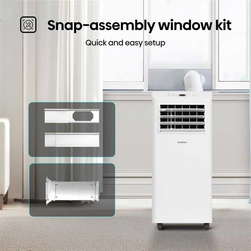 Mora Mora by Hisense 6,000 BTU (DOE), 8,800 BTU (ASHRAE), Portable Air Conditioner, 3 Operating Modes (Cool, Dry, Fan), Cools up to 250 SF, Remote Control and Window Vent Installation Kit Included