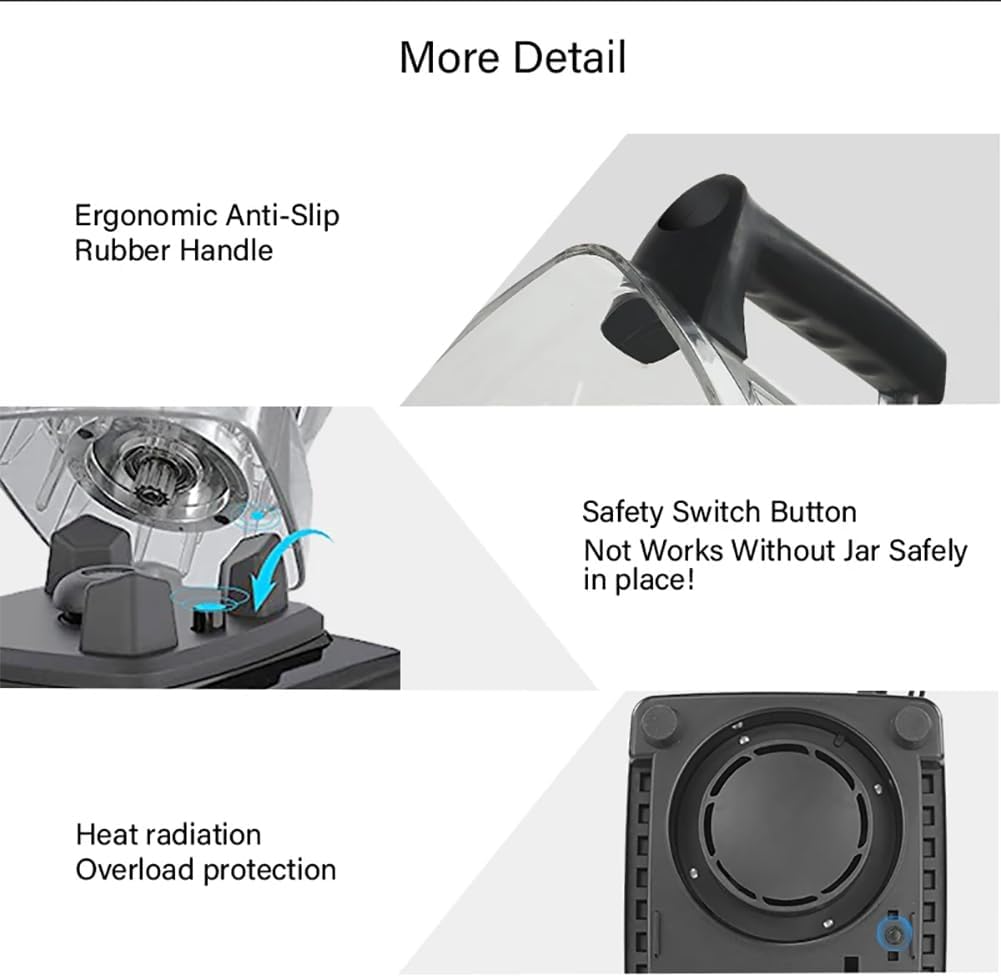 Professional Countertop Blender, 2200W High Speed Smoothie Blender, Home and Commercial Blender with Timer, 68 Oz Large Capacity, for Shakes, Smoothies, Ice Crushing, Fruits, Fresh Juice, Soup
