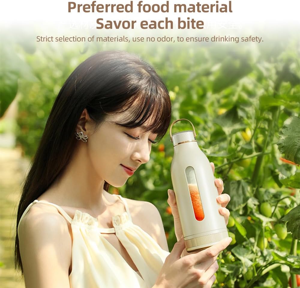 Yosoo Portable Blender 80W Crush Ice with 1500mAh Rechargeable Battery 4 Blades 14 Oz Smoothie Maker for Sports Home Outdoors Travel