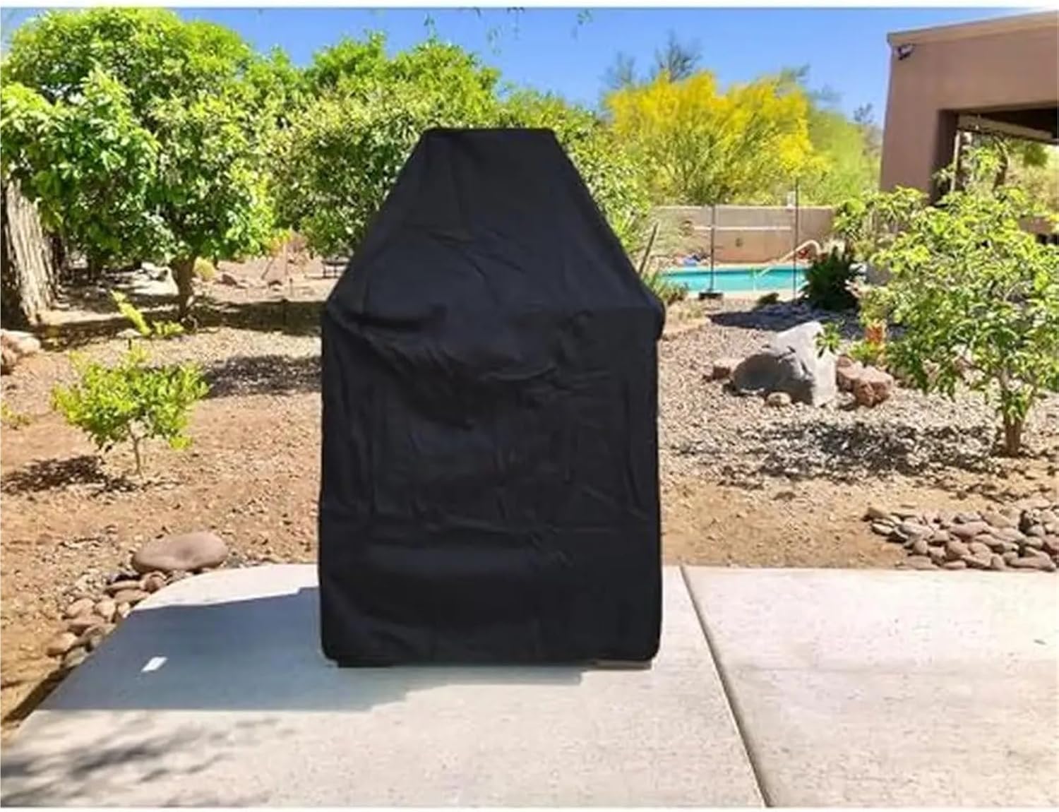 35.5 Inch Tall Heavy Duty Waterproof Outdoor Fireplace Cover Oxford Cloth Black Drawstring Fire Pit Protection for Patio Fireplaces