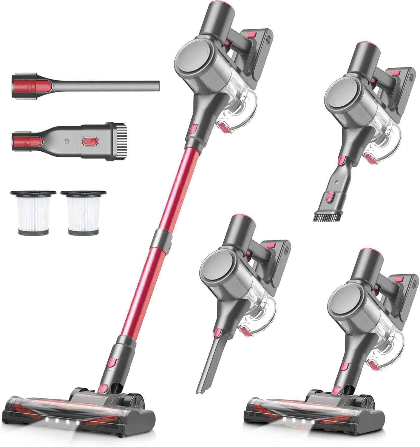 Zefiro Cordless Vacuum Cleaner for Home,450W /40Kpa 50Mins Stick Vacuum,Anti-Tangle 1.5L Dust Cup, Rechargeable Wireless Handheld Vacuum for Pet Hair/Carpet/Floor