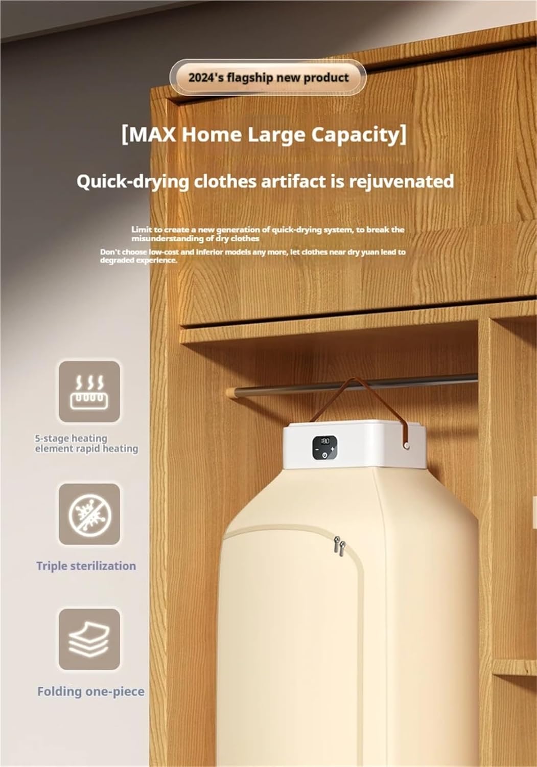 Portable Clothes Dryer, Indoor Clothes Dryer Foldable Portable Dryer Heater Cabinet,for Travel,Apartment